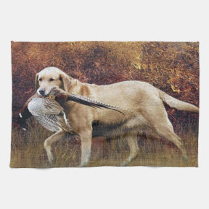 Hunting pheasant, Autumn Tapestry Metal Print Coff Tea Towel