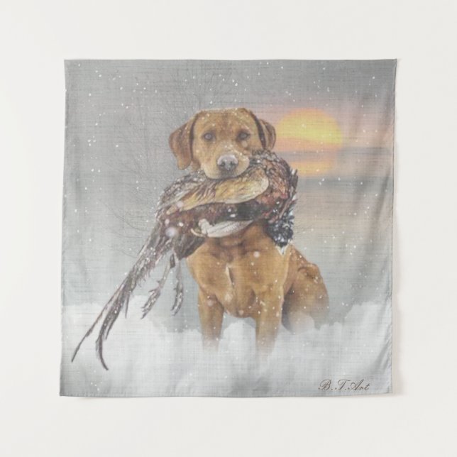 Hunting pheasant in winter tapestry (Front)