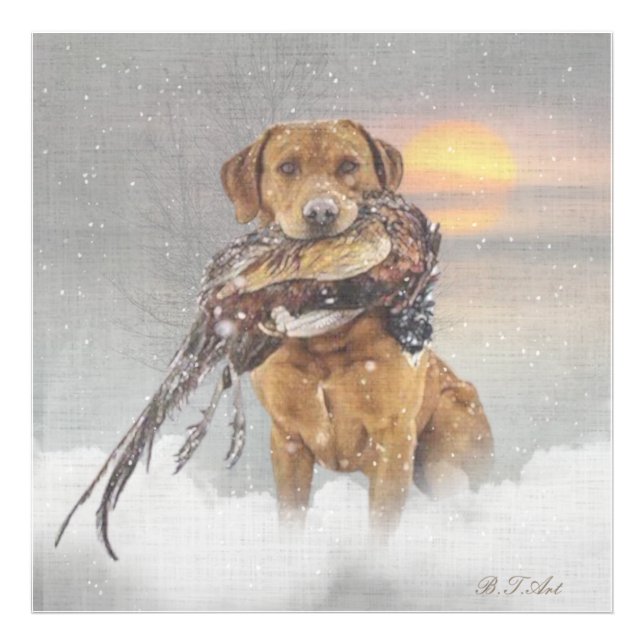 Hunting pheasant in winter tapestry poster acrylic (Front)