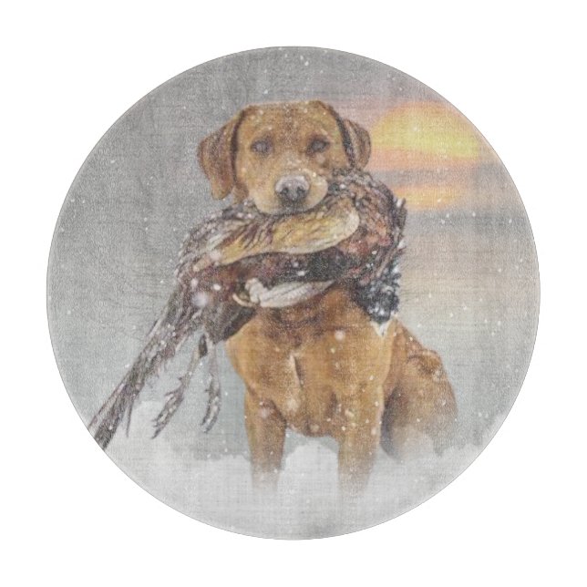 Hunting pheasant in winter tapestry poster acrylic cutting board (Front)