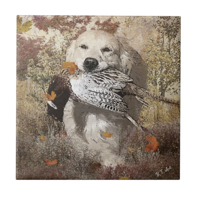 Hunting pheasant ,  tapestry poster acrylic print  ceramic tile (Front)