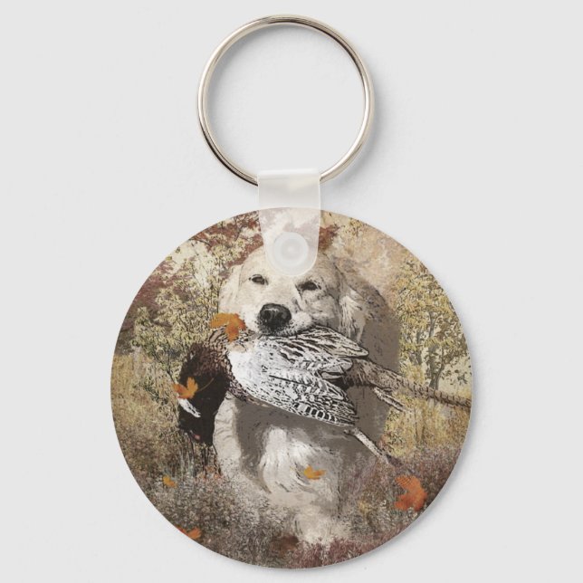 Hunting pheasant ,  tapestry poster acrylic print  key ring (Front)