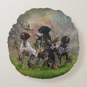 Hunting pheasant  with GSP Round Cushion