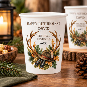 Hunting Retirement Rustic Antlers Party Paper Cups
