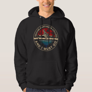 Hunting Ruffed Grouse bird- Retro funny phone call Hoodie