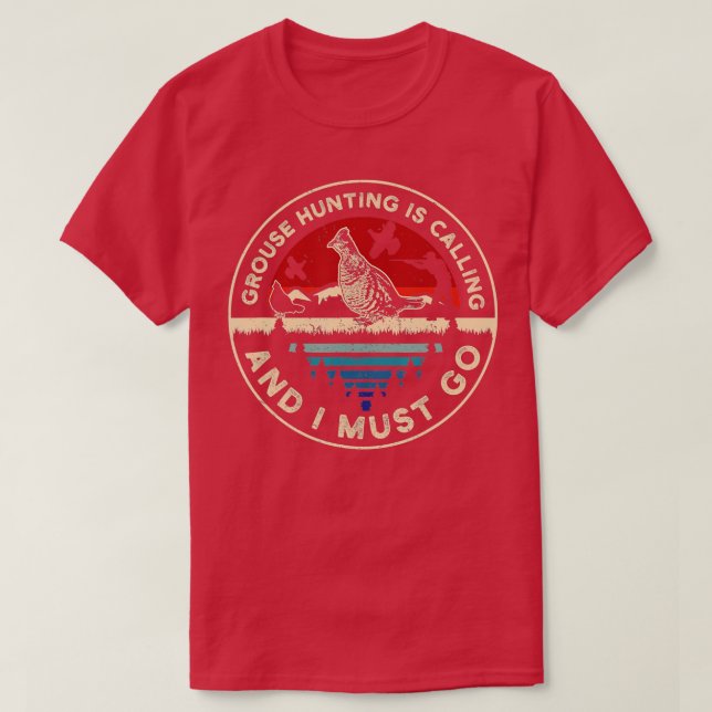 Hunting Ruffed Grouse bird Retro funny phone calls T-Shirt (Design Front)