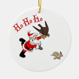 Hunting Santa Ceramic Tree Decoration