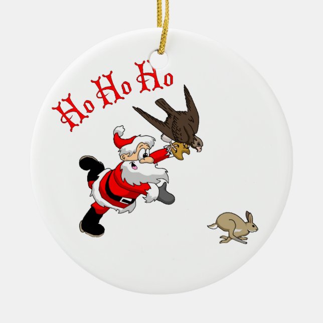 Hunting Santa Ceramic Tree Decoration (Front)