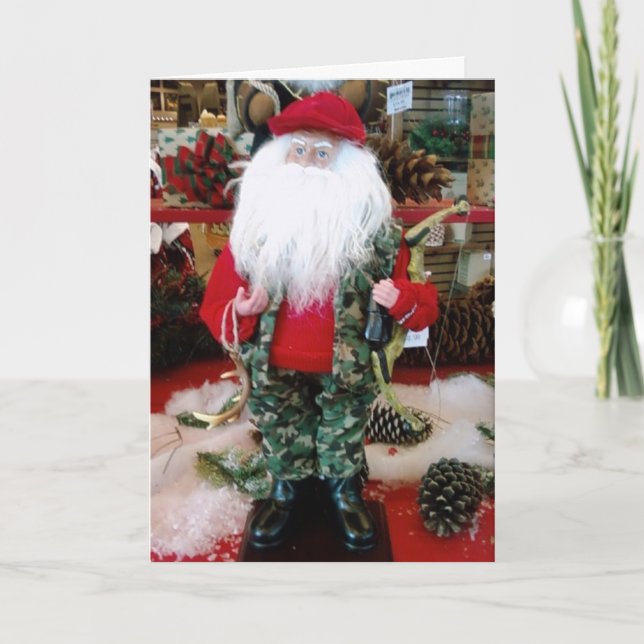 "HUNTING SANTA" SAYS AIM BE STRAIGH/GRILL HOT HOLIDAY CARD (Front)