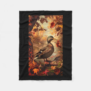 Hunting Scene Mallard Duck Autumn Wildlife Nature  Fleece Blanket