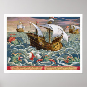 Hunting Sea Creatures, plate 84 from 'Venationes F Poster