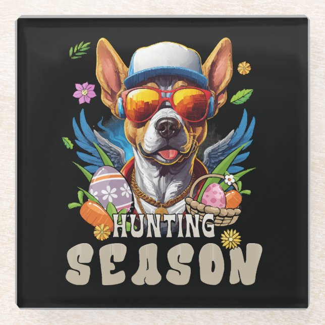 Hunting Season Deer Easter Egg Glass Coaster (Front)