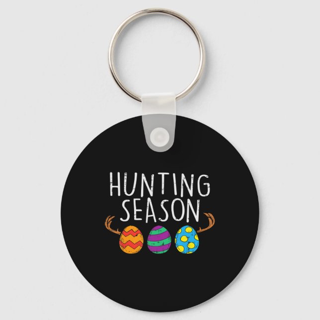 Hunting Season Eggs Deer Funny Easter Day Egg Hunt Key Ring (Front)