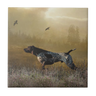 Hunting season , German shorthaired pointer Tapest Ceramic Tile