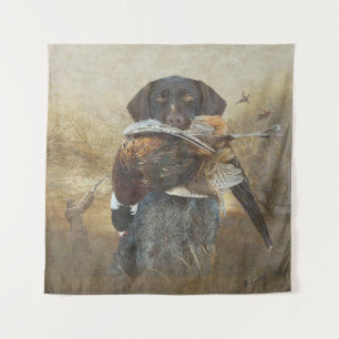 Hunting season , German Wirehaired Pointer Tapestry