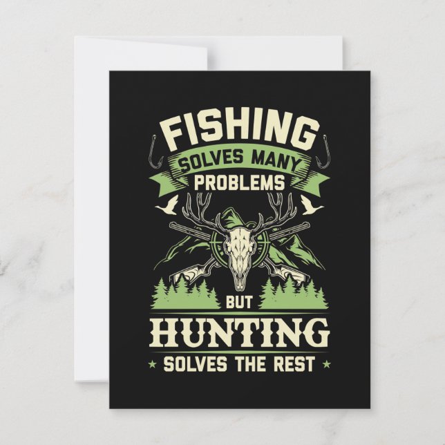 Hunting Solves Many Problems In My Life Thank You Card (Front)