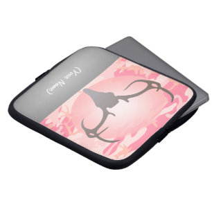 Hunting Theme Deer Antlers Pink Speckled Camo Laptop Sleeve