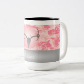 Hunting Theme Deer Antlers Pink Speckled Camo Mug (Front Right)
