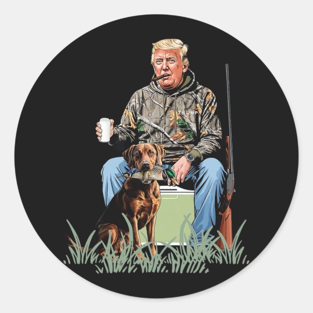 Hunting Trump Camouflage Funny Duck Hunting Season Classic Round Sticker (Front)