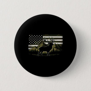 Hunting Usa Flag Deer 4th Of July Hunter 6 Cm Round Badge