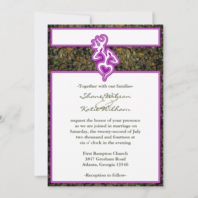 Hunting Wedding Custom Outline Colour Invitation (Front)
