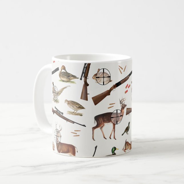Hunting Wildlife Outdoorsman Pattern Coffee Mug (Front Left)