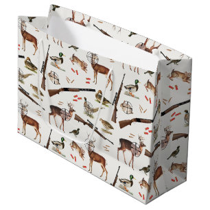 Hunting Wildlife Outdoorsman Pattern Large Gift Bag