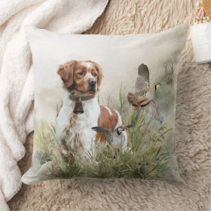 Hunting with a Brittany dog, Art  Cushion