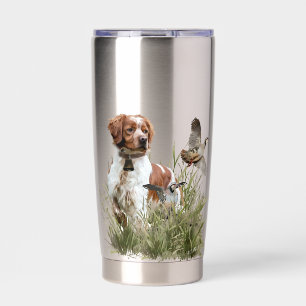 Hunting with a Brittany dog, Art  Insulated Tumbler