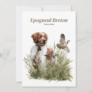 Hunting with a Brittany dog, Art  Invitation