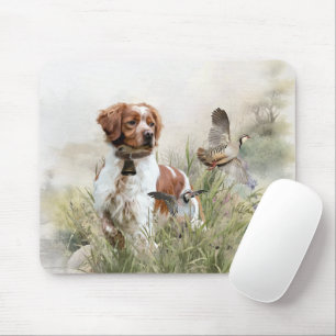 Hunting with a Brittany dog, Art Mouse Pad