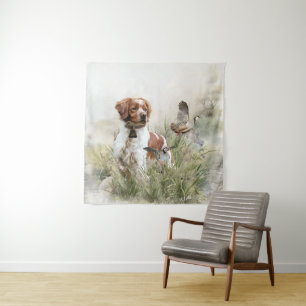 Hunting with a Brittany dog, Art  Tapestry
