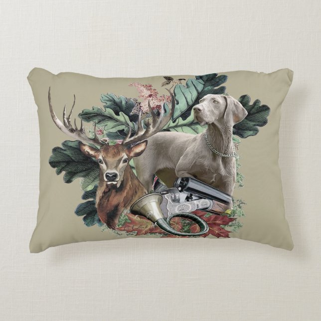 Hunting with a Weimaraner, "Grey Ghost"     Decorative Cushion (Front)