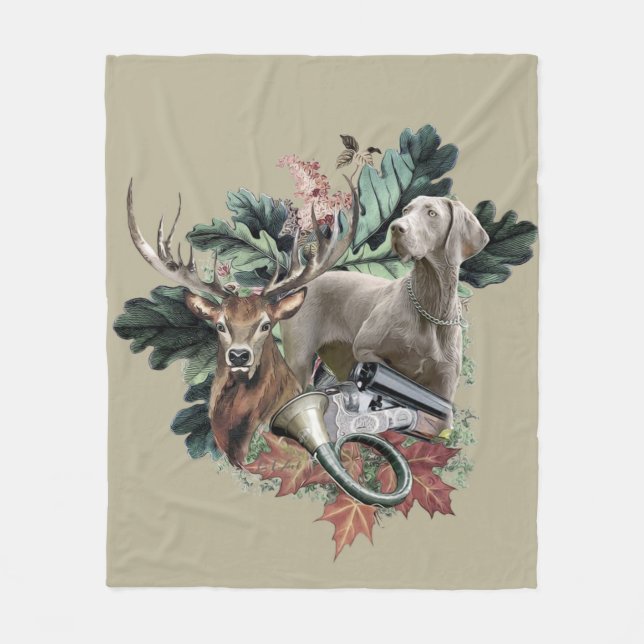 Hunting with a Weimaraner, "Grey Ghost"   Fleece Blanket (Front)