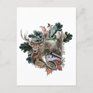 Hunting with a Weimaraner, "Grey Ghost" Holiday Postcard