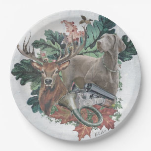 Hunting with a Weimaraner, "Grey Ghost" Paper Plate