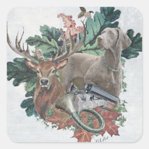 Hunting with a Weimaraner, "Grey Ghost" Square Sticker