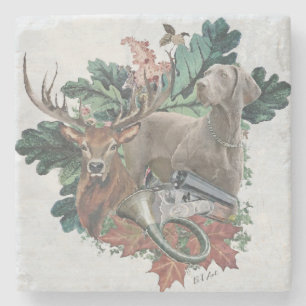 Hunting with a Weimaraner, "Grey Ghost"    Stone Coaster