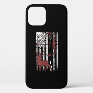 Hunting with American Flag Bow Hunting iPhone 12 Case