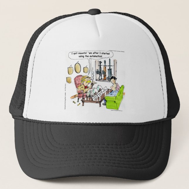 Hunting With Automatics Funny Gifts & Tees Trucker Hat (Front)