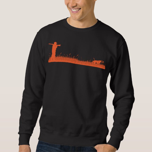 Hunting With Dogs Orange Pointing Dog and Hunter Sweatshirt (Front)