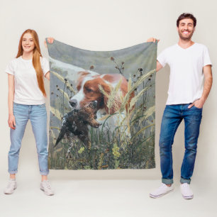 Hunting with Epagneul Breton Fleece Blanket