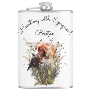 Hunting with Epagneul Breton Hip Flask