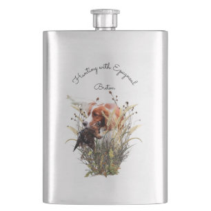 Hunting with Epagneul Breton Hip Flask