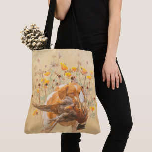 Hunting with Epagneul Breton   Tote Bag