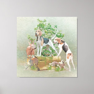 Hunting with hounds canvas print