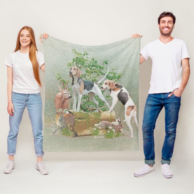 Hunting with hounds   fleece blanket (In Situ)