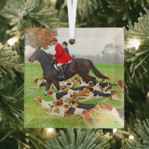 Hunting with hounds    glass tree decoration