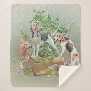 Hunting with hounds sherpa blanket