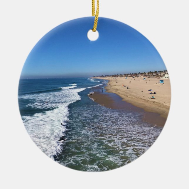 Huntington Beach, California Ceramic Ornament (Front)